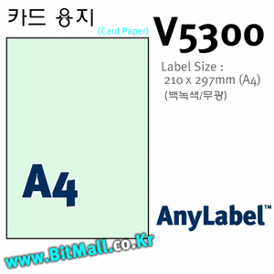 Printec V5300 (0칸) [20매] 프린텍 카드용지 (백녹색, 무광), 아이라벨, 뮤직노트
